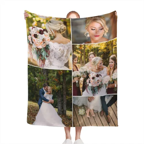 Vista 12 de Mantas personalizadas con fotos, manta personalizada de collage de fotos, manta personalizada para parejas, con mis propias fotos, regalos de Foto 1