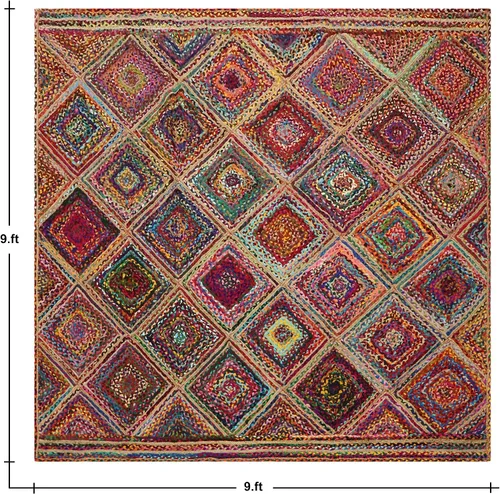 Vista 96 de Natural Jute Collection - Alfombra rectangular de 2 x 3 pies, alfombra de yute trenzada a cuadros multicolor de 0.27 pulgadas de grosor, ideal