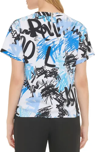 Vista 4 de Karl Lagerfeld Paris Blusa deportiva de manga corta para mujer