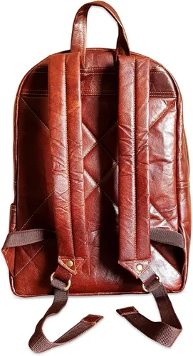Vista 5 de Jaald Mochila de piel marrón de 18 pulgadas para ordenador portátil, resistente al agua, casual, mochila de viaje, cómoda y ligera, para senderismo
