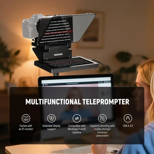 Vista 7 de NEEWER X11 2 en 1 Teleprompter 11" con monitor, compatible con duplicación 2-Negro