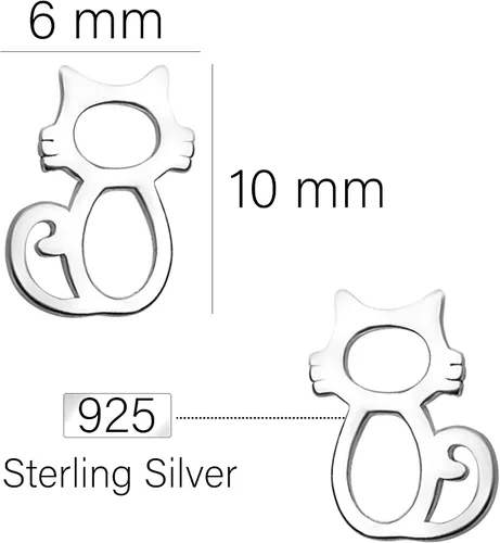 Vista 4 de SOFIA MILANI - Pendientes de plata de ley 925 maciza para mujer - Pendiente de gato - E1165, Plata Esterlina, No es una piedra preciosa