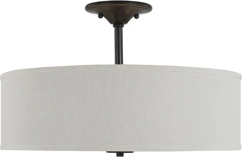 Vista 5 de Progress Lighting Inspire - Luz semiempotrada de tela de 3 luces, bronce Bronce antiguo con pantalla de lino blanco roto