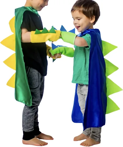Vista 2 de Disfraz unisex de Halloween para niños capa infantil con kit de muñeca capa de dinosaurio protector de muñeca Cosplay para niños y niñas