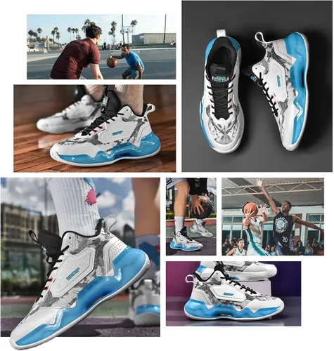 Vista 7 de ASHION Men's Basketball Shoes Mid Basketball Sneakers Non-Slip Outdoor Cushioning Workout Shoes
