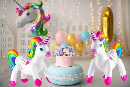 Vista 5 de The Dreidel Company Inflar unicornio arcoíris de 24 pulgadas (paquete de 2)