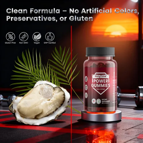 Vista 6 de HolyTime Power Gummies – Shilajit del Himalaya, péptido de ostras y palma enana americana – 60 masticables suaves veganos Vitalidad diaria