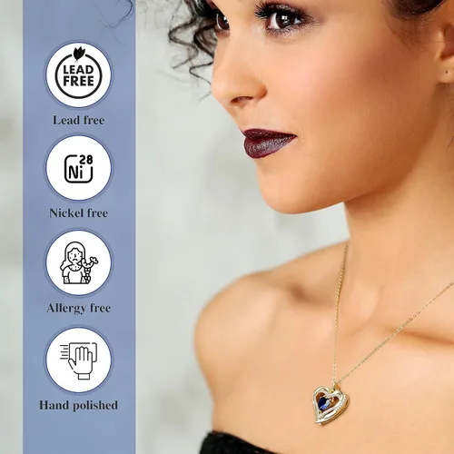 Vista 5 de BB Gold Birthstone Necklace for Women Birthstone Jewelry for Mom Necklace with Heart Pendant - 14K Gold Plated Sterling Silver Heart Necklace Gift