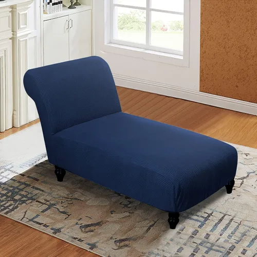 Vista 3 de Funda para tumbona sin brazos, fundas elásticas para tumbonas para sala de estar, funda de chaise lounge sin brazos, fundas de interior para Azul