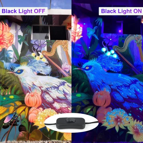 Vista 3 de Paquete de 2 luces negras de 300W con 336 LEDs, lámpara UV de luz negra para fiestas fluorescentes, 395nm, accesorio de luz negra IP65