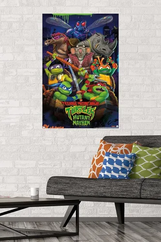 Vista 2 de Teenage Mutant Ninja Turtles: Mutant Mayhem - Póster de pared grupal, 34 pulgadas de largo x 22.4 pulgadas de ancho, versión sin marco
