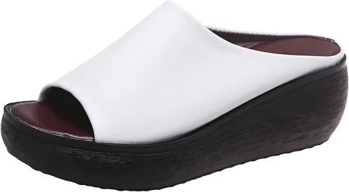 Vista 8 de Sandalias ortopédicas para mujer 2024 de verano, cómodas, ortopédicas, de cuero, con plataforma, con soporte para el arco, sandalias