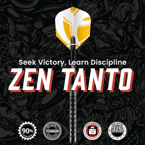 Vista 6 de Shot! Zen Tanto - Juego de dardos de acero 90% tungsteno, profesional, fabricado en Nueva Zelanda, vuelos diseñados para mujeres y hombres, dardos