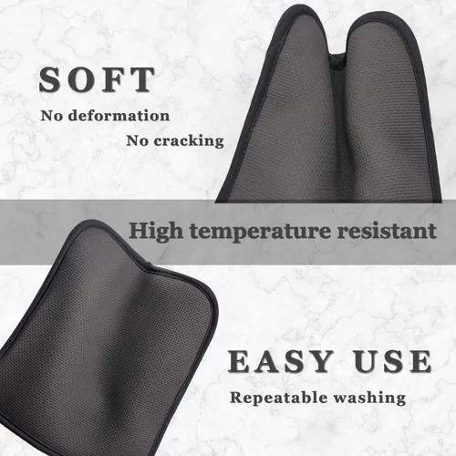 Vista 5 de Juego de 2 almohadillas de algodón y neopreno para horno, agarraderas con bolsillo de 8"x8.5", juego de almohadillas calientes de doble función