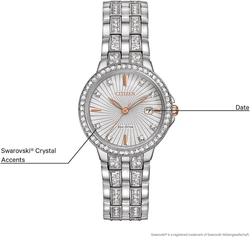 Vista 10 de Citizen Ladies' Silhouette Crystal Eco-Drive Watch, 3-Hand Date, Stainless Steel
