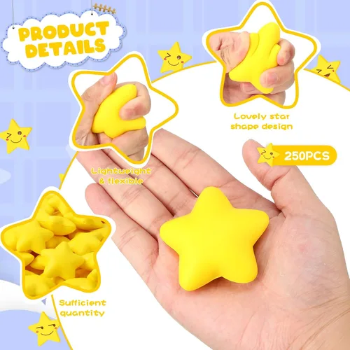 Vista 7 de Lenwen 100 bolas de estrés con forma de estrella a granel de 2 pulgadas de espuma mini estrella para aliviar el estrés para adolescentes y adultos