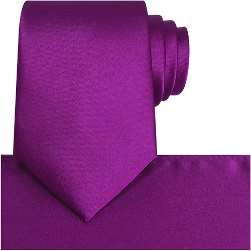 Vista 150 de KissTies Juego de corbatas de satén para hombre + pañuelo de bolsillo