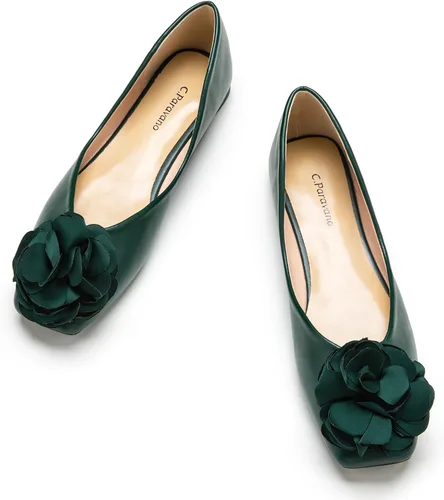 Vista 10 de C.Paravano Zapatos planos de ballet para mujer con punta cuadrada y diseño Negro