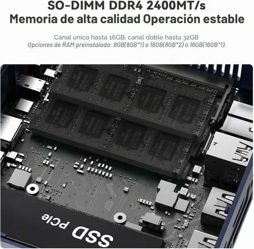 Vista 3 de Beelink SER3 Mini PC, Ryzen 3 3200U 2C/4T, 16G DDR4 500G PCIE3.0 X4 SSD
