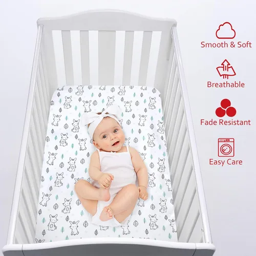 Vista 6 de Sábanas Ajustables Pack and Play para Mini Cuna, Sábanas de Corralito de Microfibra Transpirable Elástica que se Ajustan a Graco Pack and Play