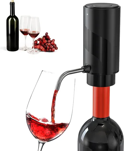 Vista 12 de BLUBYEES Aireador eléctrico de vino, máquina dispensadora de vino portátil de un solo botón y decantador de vino, filtro automático
