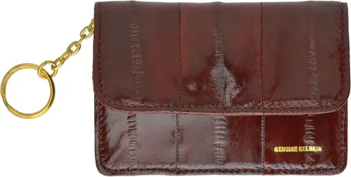 Vista 2 de Marshal Eel Skin - Cartera de cuero suave con llavero, Borgoña