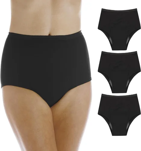 Vista 14 de Paquete de 3 bragas reutilizables de máxima absorción para mujer, color blanco, negro, ciruela SM (se adapta a cadera: 35-37)