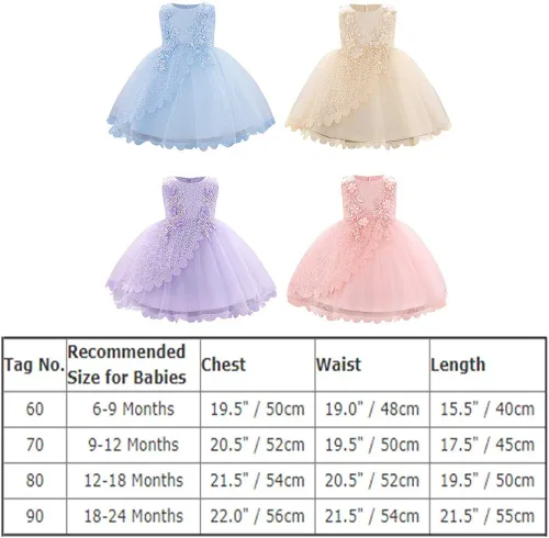 Vista 7 de OBEEII Vestido de bautizo para niña con bordado de flores tutú para ocasiones especiales