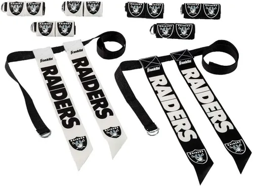 Vista 30 de Franklin Sports NFL - Conjuntos de fútbol con bandera del equipo de la NFL, cinturones + banderas, para niños + adultos, se adapta a cintura