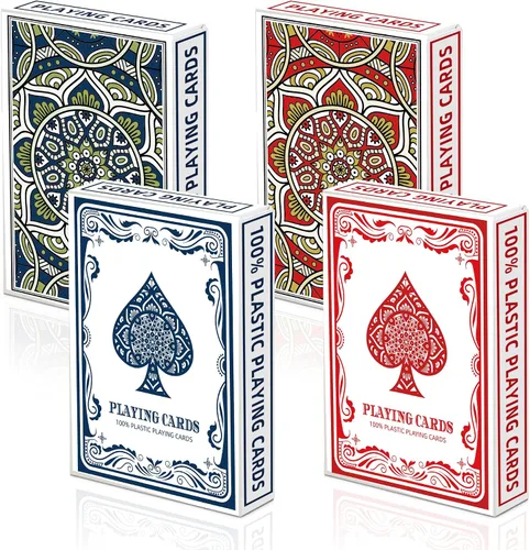 Vista 2 de Juego de cartas de plástico, paquete de 2 cartas impermeables, 2 barajas