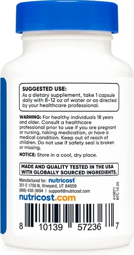 Vista 5 de Nutricost Cápsulas de dihidroberberina (200 mg, 60 cápsulas) - Metabolito más biodisponible de berberina