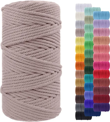Vista 109 de Cordón de macramé de 0.079 pulgadas, cuerda de algodón natural de 109 yardas, hilo de cuerda de macramé para manualidades, ganchos de pared