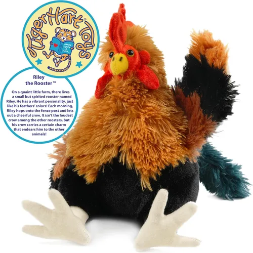 Vista 3 de TigerHart Riley The Rooster - Peluche de pollo de 8 pulgadas