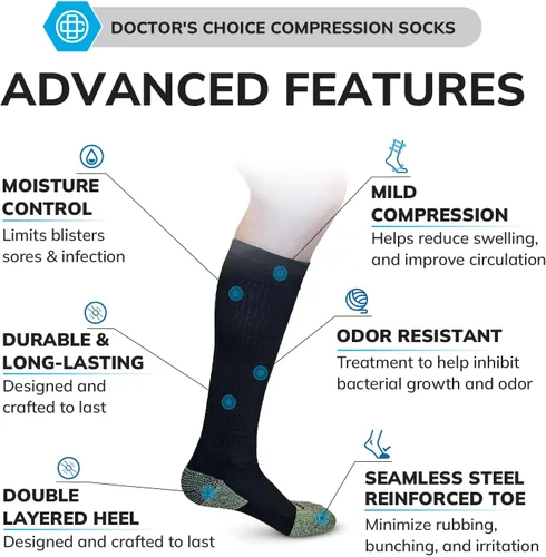 Vista 2 de Doctor's Choice Work Compression Socks for Men 3 Pairs - Work Boot Socks for Men, Mens Compression Socks, Mens Work Socks