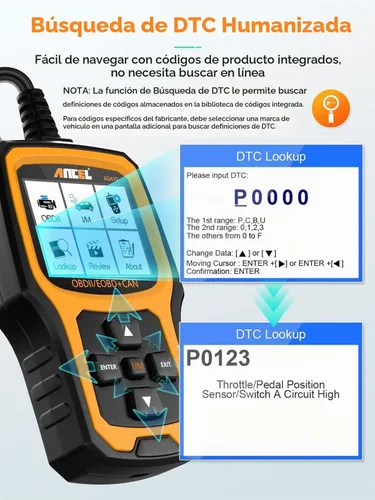 Vista 7 de ANCEL AD410 Escáner OBD2 Mejorado, Lector de Códigos de Vehículo para Luz de Check Engine, Escáner Automotriz OBD II para Diagnóstico de Fallas