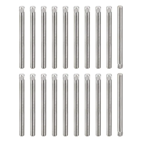Vista 50 de uxcell Pasadores de acero inoxidable 304 de 0.05 x 0.236 pulgadas, 20 pines de cabeza moleteada con extremo biselado plano, clavijas de madera