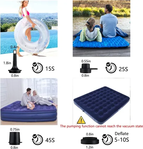 Vista 13 de Bomba de aire eléctrica, bomba de aire portátil para campamento al aire libre, cojines inflables, camas de colchón de aire, barcos, anillo