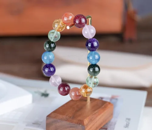 Vista 95 de Precious Gemstone Natural Crystal Healing Bracelet, Rutilated Quartz, Moonstone, Quartz Handmade Original Design Bracelet