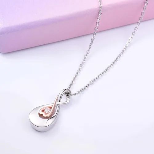 Vista 6 de ACJFA Infinity Love Urn Collar de plata de ley 925 CZ lágrima corazón cremación joyería recuerdo recuerdo collar para cenizas joyería regalo