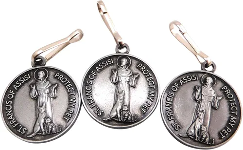 Vista 7 de Westmon Works Collar de perro de San Francisco de Asís con colgante de metal con tarjetas sagradas de San Francisco de Asís, 3 de cada uno, Metal