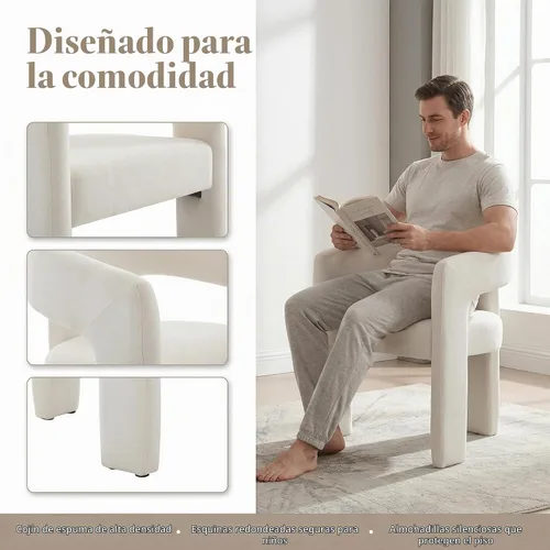 Vista 9 de Hyfirm Sillas de Comedor Modernas Tipo Barril Juego de 1, Cómoda Silla de Comedor de Acento Tapizada en Chenilla con Brazo para Cocina Sala de Estar