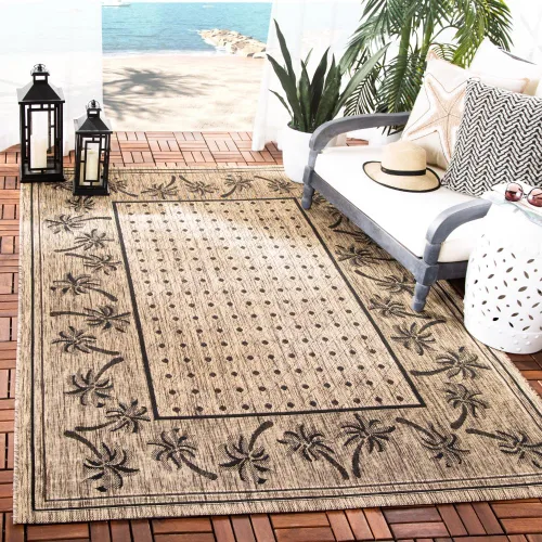 Vista 12 de SAFAVIEH Courtyard Collection - Alfombra de pasillo, 2 pies 3 pulgadas x 6 pies 7 pulgadas, color azul y marfil, no desprende pelusa y de fácil