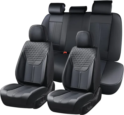 Vista 20 de FLORICH Fundas de asiento, juego completo de fundas de asiento de automóvil, fundas de asiento de cuero de napa de lujo, transpirables e marrón