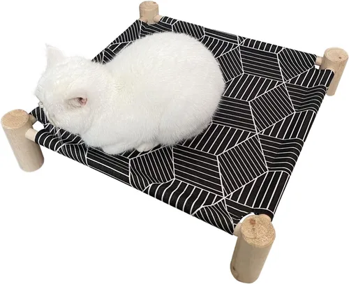 Vista 5 de Pozico Hamaca Cama para Gatos/Perros, Cama para Gatos, Camas Elevadas de Madera para Perros para Interiores y Exteriores, Catres Elevados para Gatos