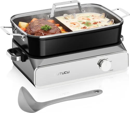Vista 11 de AUTUCU Olla de cocción lenta de 10 cuartos de galón, revestimiento de cerámica sin PFOA, apto para horno hasta 450 °F Función de mantener el calor