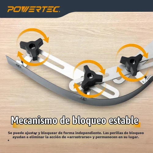 Vista 3 de POWERTEC Regla de plantilla de curva flexible de 37 pulgadas, curva de madera, tira de perfiles de carpintería, herramienta de plantilla de acero