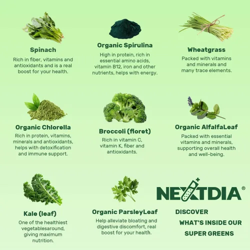 Vista 8 de Gomas Super Greens, alternativa en polvo de superalimento de verduras con espirulina, clorela, fibra prebiótica, probiótico, vegetales y frutas