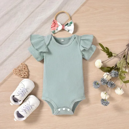 Vista 8 de Aalizzwell Body acanalado con pantalones cortos para bebé, ropa de verano
