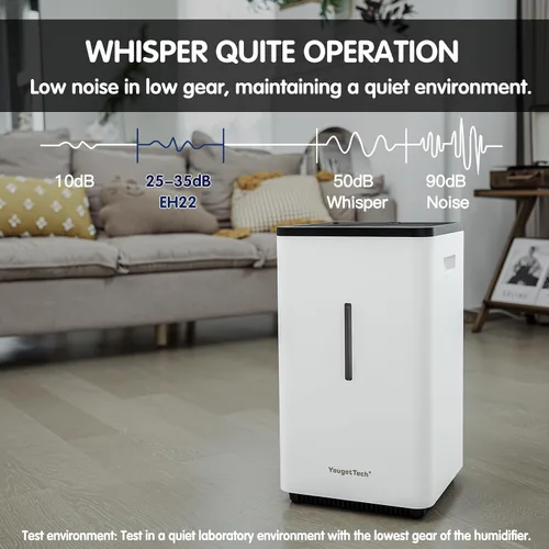 Vista 4 de Humidificador evaporativo YougetTech 6.5L, 50.7 fl oz/h, 7 velocidades No-mist whole-room humidifier. 7 speeds, auto humidistat, top-fill. Covers