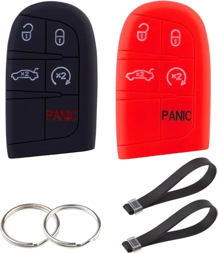 Vista 8 de Funda para llavero para Jeep, Dodge Challenger, protector de llave de silicona compatible con Jeep Grand Cherokee Renegade Chrysler 200 300 Dodge